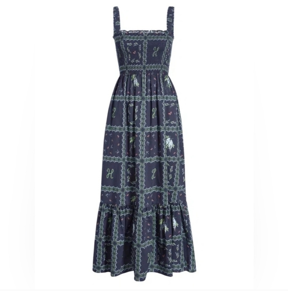 Hill House Navy Blue Printed Tiered Sundress